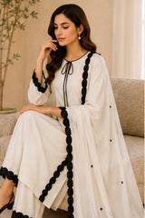 White Dress with Black Accent