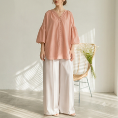 Peach Blossom Flared Sleeve Tunic