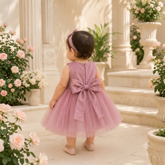 Cute & Catchy): Little Princess Dust Rose Floral Frock